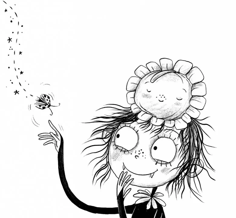 Illustration of the central character Amelia from the book Amelia Fang